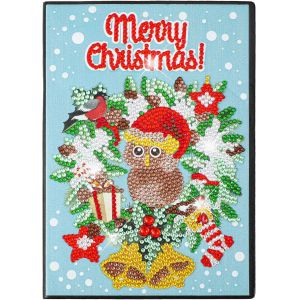 Noël Carnet Peinture Diamant A5, Carnet Croquis Cuir Peinture Strass 5d, Diamond Art Painting Notebook, Kits Peinture Par Numéros Cahier Papier Vierge Cristal Pour Journal L'école Cadeaux Bureau - Neuf