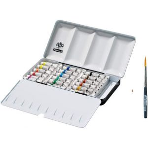 Coffret Aquarelle En M&eacute;tal Ensemble De 18 X 5ml Tubes Avec Pinceau S&eacute;rie Da Vinci 943,Fibres Synth&eacute;tiques - Neuf