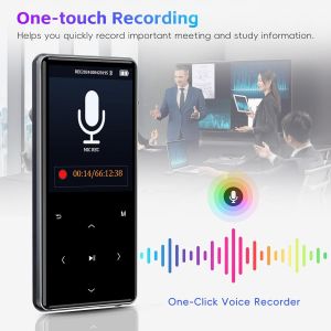Lecteur Mp3 64 Go Avec Bluetooth 5.0 : Écran 2,4"" Lecteur De Musique Portable Avec Haut-Parleur, Mini Enregistreur Vocal, E-Book, Radio Fm, Boutons Tactiles, Extensible Jusqu'À 128 Go - Neuf