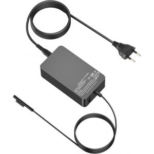 KALANKA-Chargeur Surface Pro 65W 15V 4A Alimentation pour Microsoft Surface Pro 11/10/9/8/7/6/5/4/3/X, Surface Book 3/2/1, Surface Laptop 7/6/5/4/3/2, Surface Go 4/3/2/1,avec Port USB 5V 1A - Neuf