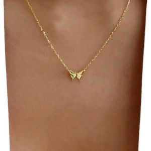 Kal-Collier Pendentif Papillon Boho Collier Papillon En Émail Doré Collier Chaîne Papillon Vintage Collier Ras De Cou Papillon Minuscule Collier Chaîne Minimaliste Bijoux Pour Femmes Et Filles - Neuf