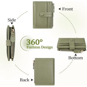 CAUC-Portefeuille Femme Cuir, Best Petit Portefeuille pour Femme avec Protection RFID, Porte Monnaie Mini Porte Cartes, avec Fermeture Eclair, Léger et Pratique pour Cartes de Credit (Grün) - Neuf