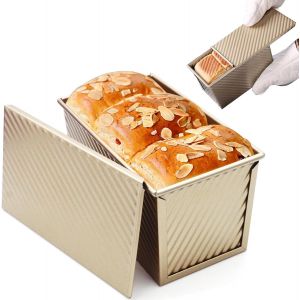 Jexnovashop-Moule &Agrave; Pain,Moule Pain De Mie,450g Moule A Brioche Avec Couvercle,Moule Pate En Croute,Moule &Agrave; Brioche Antiadh&eacute;sif,Adapt&eacute; &Agrave; La Cuisson Du Pain,Des G&acirc;teaux,Des Toasts,Etc. (Or,450g) - Neuf