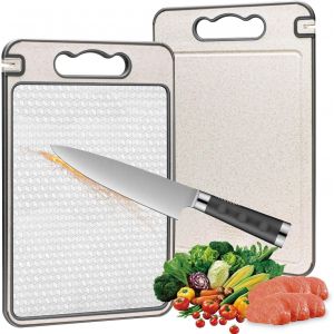 Bilat&eacute;ral Stainless Steel Cutting Board, Planche &Agrave; D&eacute;couper,Cutting Board Double Sided,Acier Inoxydable D'un C&ocirc;t&eacute; Et Plastique De L'autre,Antid&eacute;rapant Et Anticorrosion - Neuf