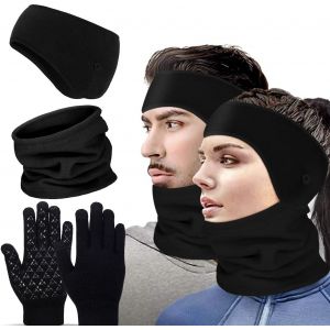 Jexnovashop-Bandeau Avec Bouton Bandeau Cache-Oreilles Neck Gaiter Neck Warmer En Polaire Cache-Oreilles Avec Bouton Pour Course Cyclisme Ski D&iquest;Hiver D&iquest;Hommes Femmes - Neuf