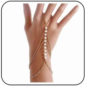 Kal-Bracelet Vintage Perles Avec Anneau Doigt Bracelet D'esclave Perles Bracelet Perles Bracelet Poignet Bracelet Boho Perles Bracelet Perles Harnais Main Perles Bijoux Pour Femmes Et Filles - Neuf
