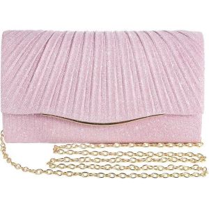 Pochette &agrave; paillettes pour dames,Sac &agrave; main &eacute;l&eacute;gant pour mariage,cocktail,f&ecirc;te et occasions festives,avec cha&icirc;ne d'&eacute;paule amovible,polyvalent comme pochette (Rose) - Neuf
