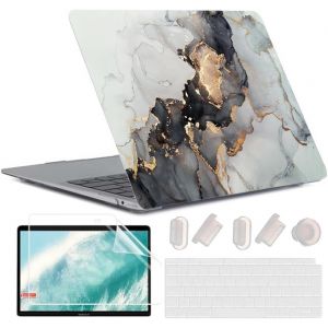 Coque Compatible Avec Macbook Air 13 Pouces M1 A2337 A2179 A1932, [Uv Printing] Plastique Case Rigide Étui Housse De Protection Pour 2020 2019 2018 Air 13,3 Retina Avec Touch Id, Marbre Noir 3 - Neuf