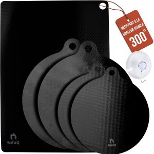 Jexnovashop-Protege Plaque Induction 5 Pi&egrave;ces | Tapis Plaque Induction R&eacute;sistant Jusqu&iquest;&Agrave; 300&deg;C | Couvre Plaque De Cuisson Induction Avec Crochet Ventouse | Protection Plaque Induction Anti-Rayures - Neuf