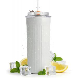 Kalanka-Mug Isotherme Avec Paille 500ml - Gourde Thermos En Acier Inoxydable 316 Sans Bpa, &iquest;&iquest;Tanche Et Anti-Fuite, Bouteille Isotherme Id&iquest;&iquest;Al Caf&iquest;&iquest;, Th&iquest;&iquest; Et D&iquest;&iquest;Placements (Cr&iquest;&iquest;Me) - Neuf