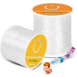Kalanka-Fil Elastique Pour Bracelet, 2 Rolls 0.5mm, 0.8mm Fil Élastique Pour Bracelet Convient Pour La Fabrication De Bijoux Diy, Collier, Bracelet, Artisanat (100m / Bobine) - Neuf