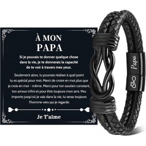 Eryi-Cadeau De Fête Des Pères Bracelet Pour Papa/Beau Papa/Papy Cadeau Original Pour Papa Beau Pere Grand Pere Bracelet En Cuir Pour Homme Cadeau Anniversaire De Noël - Neuf