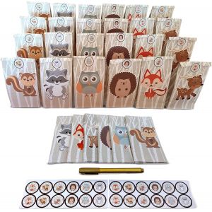 24 PCS Sac Anniversaire Enfant Pochette Cadeau Sachet Bonbon Sac Cadeau Animaux 3D avec 24 Autocollants - Neuf