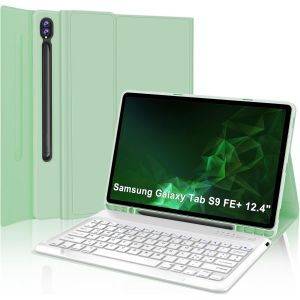 Coque avec clavier pour Samsung Galaxy Tab S10Plus 12.4""/S9FE+ 12.4""/S9Plus 12.4"", &eacute;tui clavier Bluetooth disposition italienne amovible magn&eacute;tique pour Samsung Tablet S10Plus, vert clair - Neuf