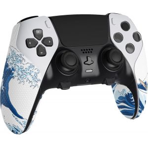 KAL-Protection Pour Ps5 Edge Grip Manette Sticker,Autocollant Skin Pour Ps5 Edge Controller Accessoires,Antid&eacute;rapante Souple Pu-Grande Vague Kanagawa - Neuf