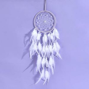 Attrape-Rêves En Plumes, Fait Main, Lumineux, Mobile, Décoration Rétro Romantique Pour Fille, Mobile Décoratif, Maison, Chambre, Mur, Voiture, Cadeau D'anniversaire (Violet) - Neuf