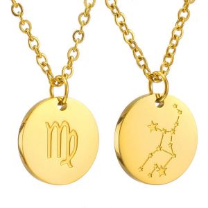 Kal-Zodiac Chain - Collier Pendentif Zodiaque Or/Argent/Or Rose I Collier Zodiaque Acier Inoxydable Femme, Collier Acier Inoxydable Femme - Neuf