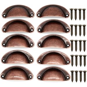 Coquillage poign&eacute;e,10 pcs Vintage fer demi-cercle bouton de porte,poign&eacute;es de porte en fer r&eacute;tro,meubles r&eacute;tro Han - Neuf
