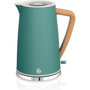 Nordic Bouilloire &Eacute;lectrique Ultra Rapide Sans Fil Design Moderne 1,7 L 2200 W Poign&eacute;e Effet Bois Arr&ecirc;t Automatique Vert - Neuf