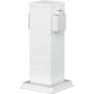 SJZG-Garten Colonne De Prises De Courant Polly Pour L'Ext&eacute;rieur, Ip44, 2X, Acier Inoxydable, Blanc, Carr&eacute;, 27 Cm - Neuf
