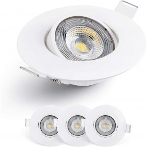 Kal-Spot Led Encastrable 230v, 5w / 450lm | Spot Led Extra Plat 50° Orientable, Blanc Chaud 3000k | Lot De 3 Spots De Plafond Led Pour L'intérieur, Plafonnier Led Encastré, Couleur Blanc - Neuf