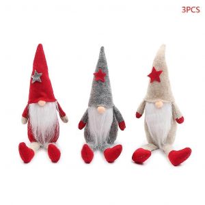 Lot de 3 gnomes de No&euml;l su&eacute;dois en peluche, chapeau long, pour poup&eacute;e, d&eacute;coration faite &agrave; la main, jouet elfe, d&eacute;coration de f&ecirc;te, maison, multicolore - Neuf
