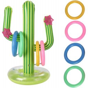 7pcs Cactus Gonflable Jeu De Lancer D'anneau, Bou&eacute;e Piscine Jouet Anneau Cactus, Anneaux Gonflables Cactus Piscine Gonflable Jouets Pour Jeu D'eau D'&eacute;t&eacute;, F&ecirc;te Sur Plage Hawa&iuml;enne D&eacute;cor - Neuf