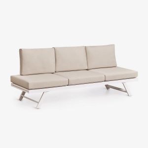 Canap&eacute; De Jardin 3 Places Inclinable Libanc Marron Moka - Blanc Gardenia - Neuf