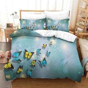 Housse De Couette Motif Imprim&iquest;&iquest; Butterfly D ,En Parure De Lit Avec Housse De Couette Et Taies D'oreiller,Fermeture &iquest;&iquest;Clair,Doux Microfibre Hypoallerg&iquest;&iquest;Niqueking&pound;&iquest;Xcm&pound;&copy; - Neuf