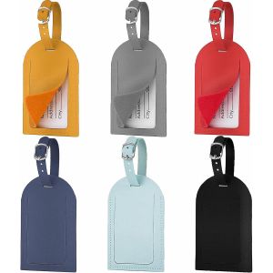 Étiquettes de bagages pour valises 6 Pack - Étiquettes en cuir Pu avec boucle en acier - Neuf