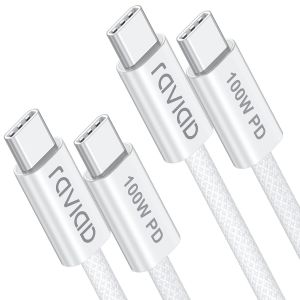THEF-Câble USB C vers USB C [2M, Lot de 2], 100W Cable USB C Charge Rapide PD 5A/20V Câble USB Type C pour iPhone 15 Plus Pro Max, Samsung Galaxy S24 S23, MacBook Pro Air, Pad, Tablet, Huawei- Blanc - Neuf