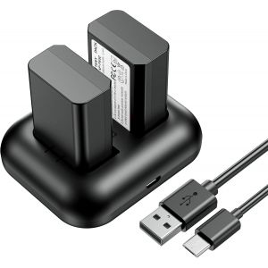 2x1300mAh NP-FW50 Batteries de Rechange et Chargeur Compatible avec Sony ZV-E10,A6000,A6500,A6300,A6400,A7,A7II,A7RII,A7SII,A7S,A7S2,A7R,A7R2,A55,A5100,A5000,A3000,A55,RX10 - Neuf