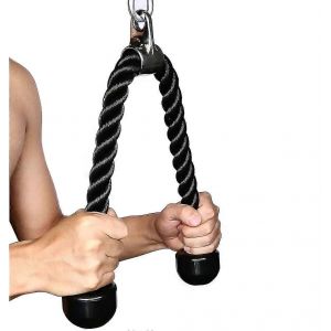 Tricep Rope Fitness Fixation C&acirc;ble Machine Pulldown Heavy Duty Enduit Corde En Nylon Avec Extr&eacute;mit&eacute;s En Caoutchouc Solides,Noir - Neuf
