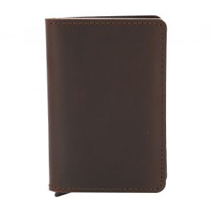 HJLIAN Porte-cartes de credit fin et tendance, petit portefeuille en metal avec pince a billets, porte-cartes pour homme, cadeau, cafe fonce - Neuf
