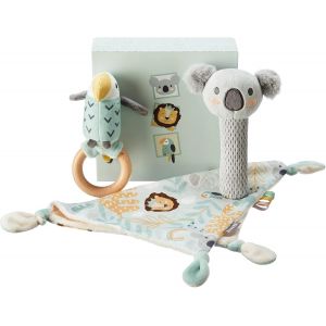 TDRFL-Ensemble Cadeau Pour Bébé Animal Adventures-Ensemble De Souvenirs En 3 Pièces-Doudou,Siffleur Et Hochet-Comprend Un Emballage Cadeau-Convient Dès La Naissance - Neuf