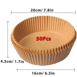 Papier Antiadhésif Pour Friteuse À Air Et Poulet,Papiers De Cuisson Ronds,Doublures En Papier,Accessoires De Cuisine,50 Pièces,100 Pièces.Brown 50Pcs-16Cm - Neuf