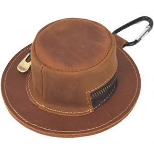 Mini porte Monnaie porte-monnaie en Cuir Chapeau de cow-boy le Changement de Forme de Sac à main des Hommes Poche Marron Avec Trousseau - Neuf