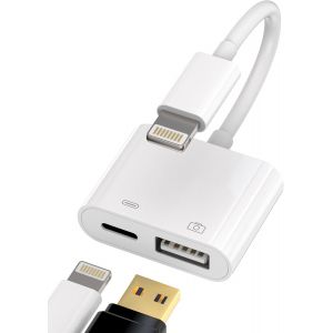 TRAHOO-Adaptateur USB vers Lightning(2en1)chargeur Cable Iphone Jack USB A Camera Flash Disque OTG 3.0 Charger Prise Certifi&eacute; Apple MFI pour 14 13 12 11 Pro Max 7 8 Plus X Se Xs Xr Ipad Air Stick Acc - Neuf