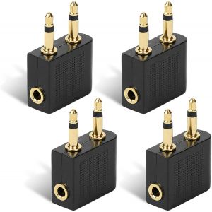 LORANKA-Lot de 4 Adaptateurs Audio Embout Jack pour Casque d'Avion - Plaqu&eacute; Or - Neuf