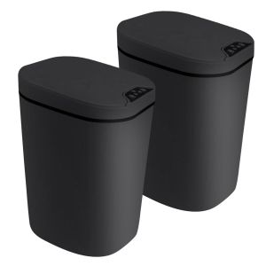 Lot De 2 Poubelle Automatique Avec Capteur 12L, Poubelle De Cuisine &Agrave; Capteur De Mouvement Plastique, Poubelle &Eacute;lectrique Sans Contact,Couvercle &Agrave; Fermeture Douce Pour Cuisine Salle De Bains Bureau - Neuf