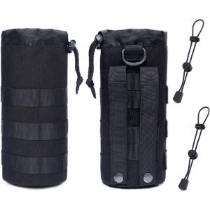 Porte Gourde Sac À Dos, Porte Gourde Randonnée, 2 Pièces Poche De Bouteille Deau Tactique Pour Lextérieur Marche Camping Randonnée (Noir) - Neuf