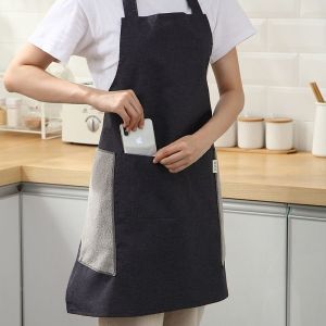 Tablier De Cuisine Pour Homme Et Femme - Tablier Professionnel 100 % Coton De Qualité Supérieure - Grande Poche Centrale - Sangle Réglable Toutes Tailles - Tablier Homme Bleu Marine - Neuf