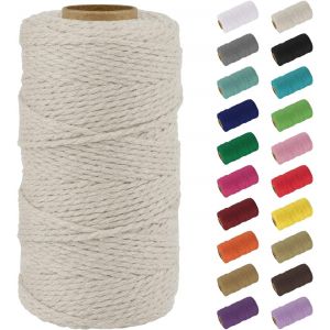 Macrame Corde 2Mm X 100M,Naturel Fil Macramé Fil De Coton Ficelle Corde,Diy Cordelette Pour Tressée,Tapisserie De Plante,Tenture Murale,Cadeau Décoration,Emballage (Naturel) - Neuf