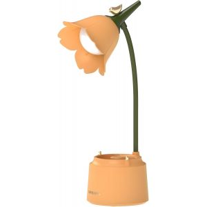 Lampe De Bureau Led Enfant, Lampe De Table Flower Bird Rechargeable Par Usb, Lampe De Lecture Avec Lumière Réglable Et Capteur Tactile, Lampe De Décoration De Chambre(Jaune) - Neuf