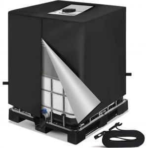 NouvelHorizonstore-Bache pour Cuve 1000 L IBC Anti-UV B&acirc;che R&eacute;servoir d'eau IBC 1000 L Couverture Container Citerne Eau Pluie 420DCoupe-Vent 120 * 100 * 116cm Noir - Neuf