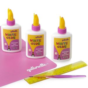 Eryi-Lot De 3 Tubes De Colle Pva Pour Travaux Manuels Pour Enfants, Colle Blanche Transparente Pour Papier ¿ Fournitures Scolaires ¿ Tapis En Silicone, Règle Et Pinceau - Neuf