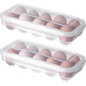 Bhhbb-2 Pièces Boite A Oeufs En Plastique, Rangement Oeuf Frigo, Boite A Oeuf Avec 10 Espaces, Distributeur Oeuf Frigo Barquette Boite Rangement Frigo Pour Réfrigérateur, Cuisine (Transparent) - Neuf