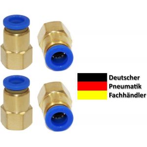 Lot De 4 Raccords Pneumatiques Avec Filetage Femelle 1/8"" 1/4"" Vers Tuyau 4-12 Mm-Raccord Push In-Qualité Industrielle (3/8""-6 Mm) - Neuf