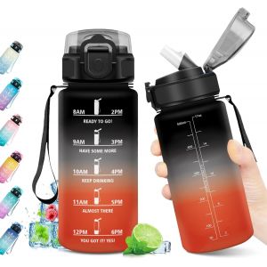 Cheng-Bouteille Sport 500ml, Gourde R&eacute;utilisable, Gourde Motivation Sans Bpa, Gourde Sport Avec Paille, Gourde &Eacute;tanche, Gourde Avec Marqueur De Temps, Bouteille D'eau Id&eacute;ale Pour Randonn&eacute;e, Bureau, L - Neuf