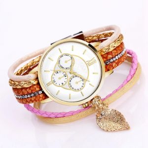 Lvpai Femmes Femelle Quartz Bracelet Montre Analogique Cadran Rond Strass Montre-Bracelet Marron - Neuf